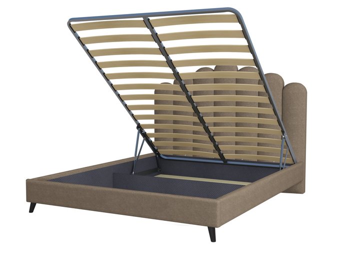 Кровать Lixano 160х200 темно-бежевого цвета с подъемным механизмом - купить Кровати для спальни по цене 44883.0