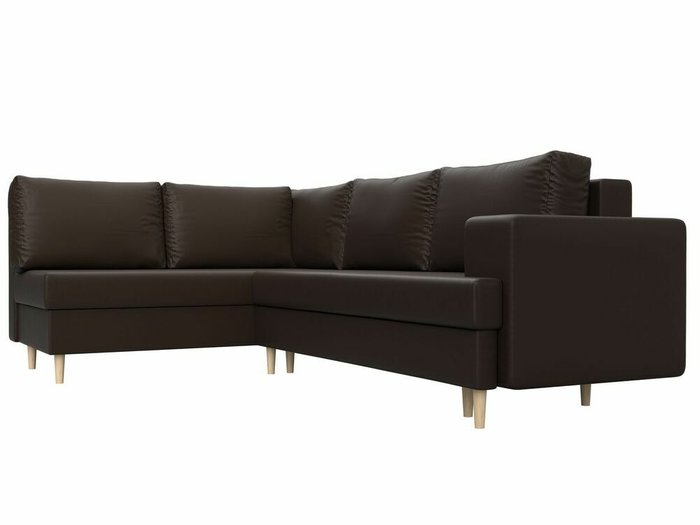Угловой диван-кровать Сильвана коричневого цвета (экокожа) левый угол - лучшие Угловые диваны в INMYROOM