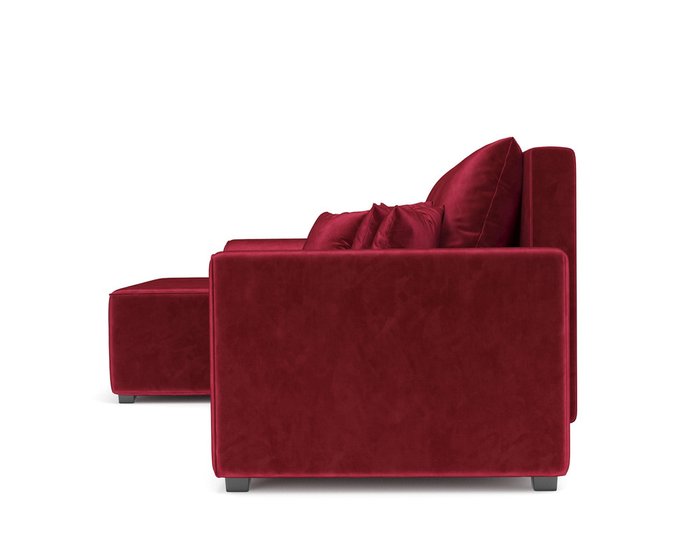 Угловой диван-кровать Каскад темно-красного цвета левый угол - лучшие Угловые диваны в INMYROOM