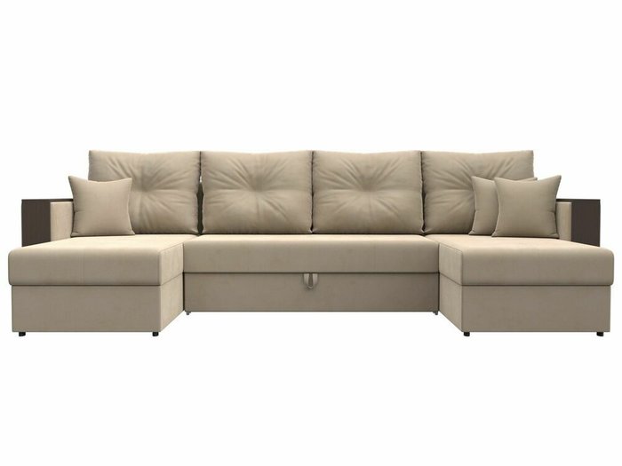 Угловой диван-кровать Валенсия П-образный бежевого цвета - купить Угловые диваны по цене 68999.0