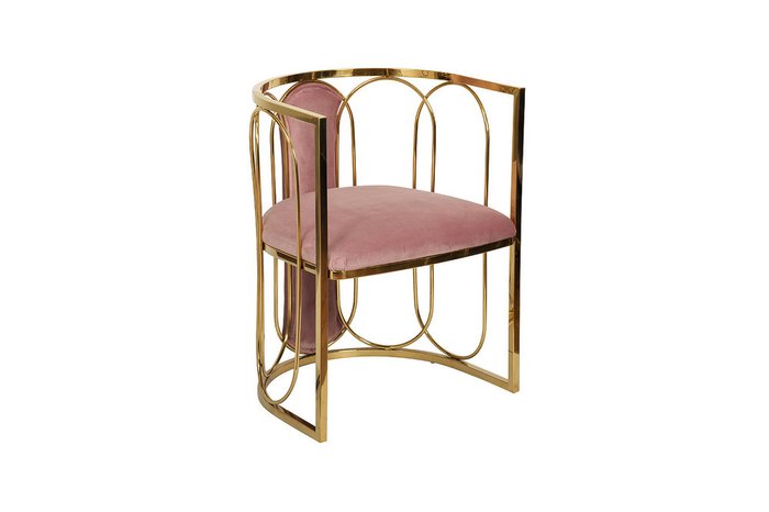 Стул розового цвета с металлическим каркасом  - купить Обеденные стулья по цене 29184.0