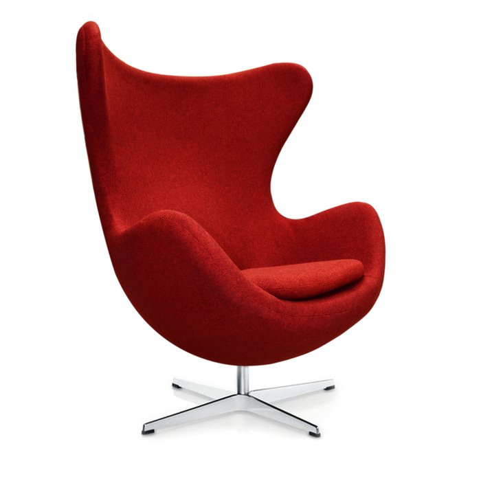 Кресло "Egg Chair" с кашемировой тканью красного цвета   - лучшие Интерьерные кресла в INMYROOM