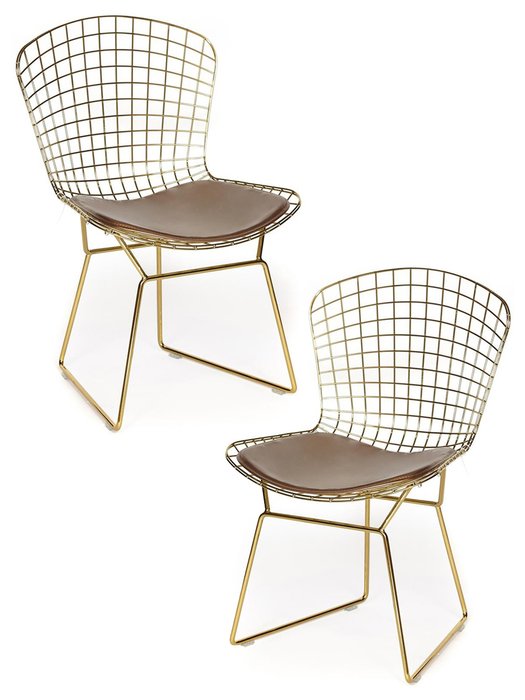 Набор из двух стульев Bazalt с подушкой коричневого цвета