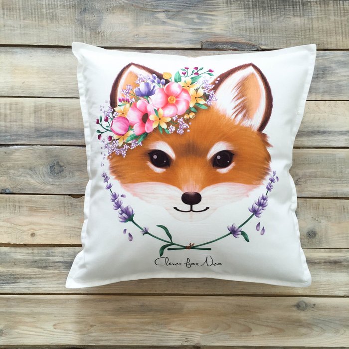 Подушка Cute Fox из 100% хлопка