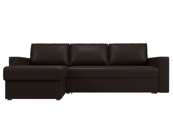 Угловой диван-кровать Траумберг L коричневого цвета левый угол (экокожа) - купить Угловые диваны по цене 39999.0
