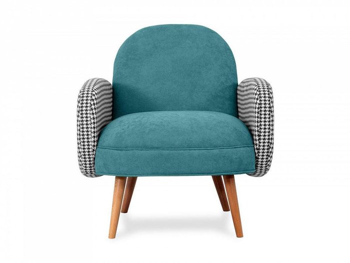 Кресло Bordo бирюзового цвета с коричневыми ножками  - купить Интерьерные кресла по цене 38100.0