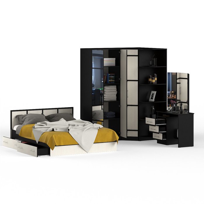 Спальня Сакура бежево-коричневого цвета - лучшие Спальные гарнитуры в INMYROOM
