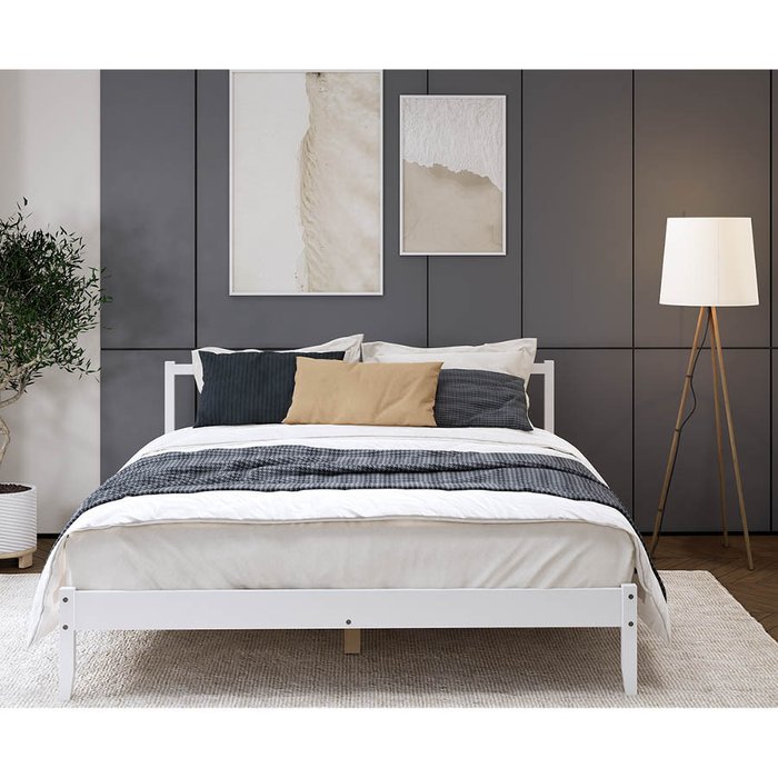 Кровать Ускар 140x200 белого цвета - лучшие Кровати для спальни в INMYROOM Кровать Ускар 140x200 белого цвета - лучшие Кровати для спальни в INMYROOM