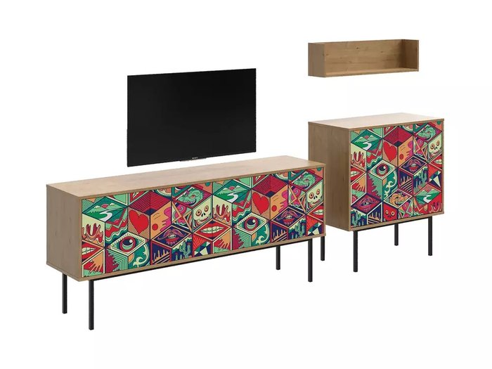 Композиция Boho Color 4 разноцветным фасадом - купить Гостиные гарнитуры по цене 75400.0