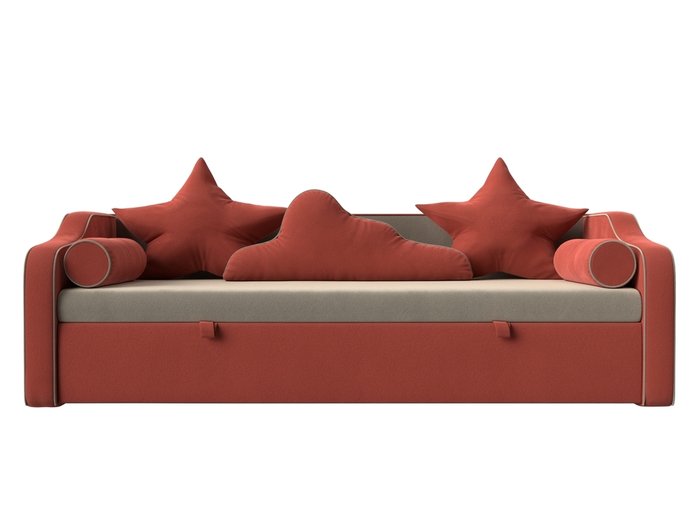 Диван-кровать Рико бежево-кораллового цвета - купить Прямые диваны по цене 36999.0