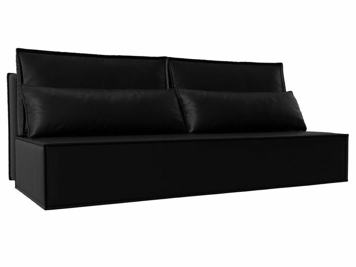 Прямой диван-кровать Фабио Лайт черного цвета (экокожа)