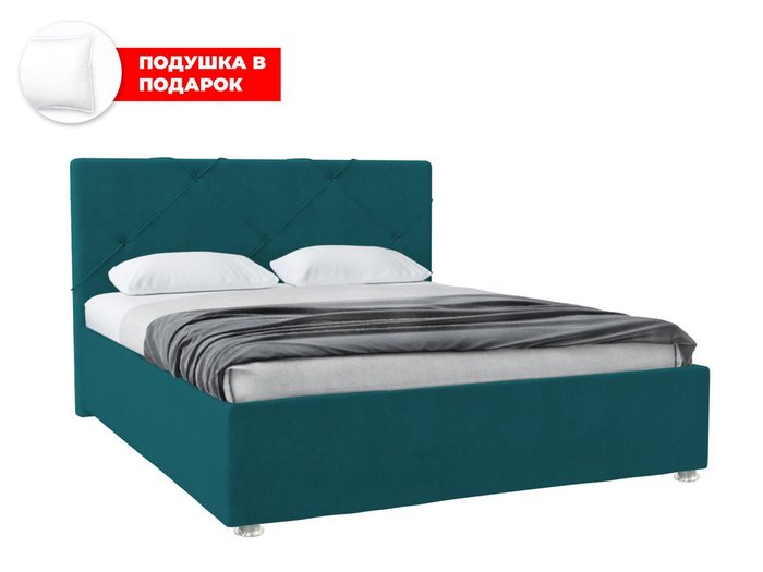 Кровать Моранж 140х200 темно-зеленого цвета с подъемным механизмом