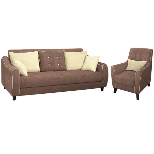 Френсис диван-книжка и кресло в обивке из велюра коричневого цвета