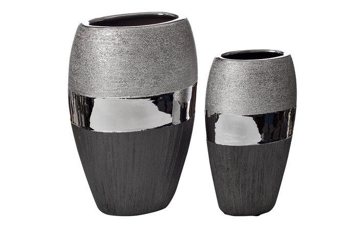 Ваза керамическая черно-серебристого цвета - купить Вазы  по цене 2200.0