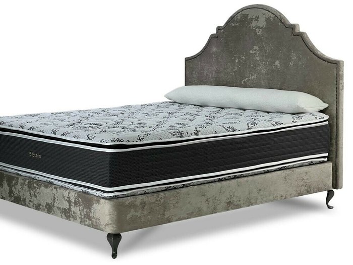 Кровать Charlotte Base 200х200 в обивке из велюра серого цвета - лучшие Кровати для спальни в INMYROOM