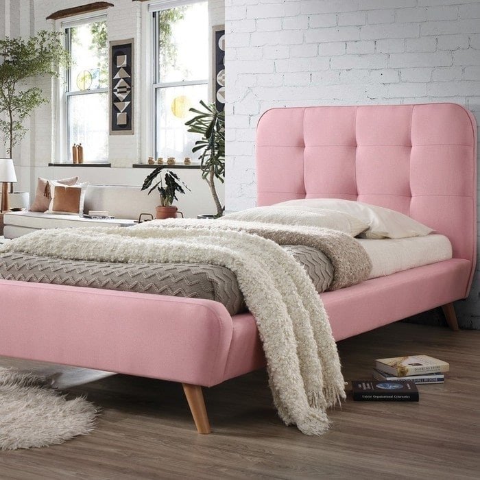 Кровать Tiffany 90х200 розового цвета без подъемного механизма - лучшие Кровати для спальни в INMYROOM