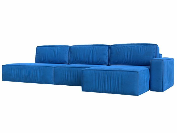 Угловой диван-кровать Прага модерн лонг голубого цвета правый угол
