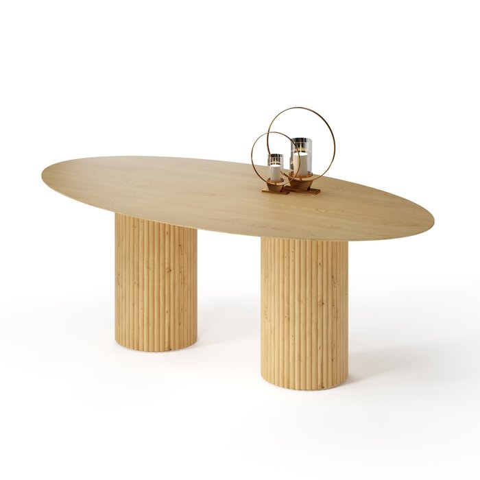 Овальный обеденный стол Хедус M с основанием из массива дуба  - купить Обеденные столы по цене 120616.0
