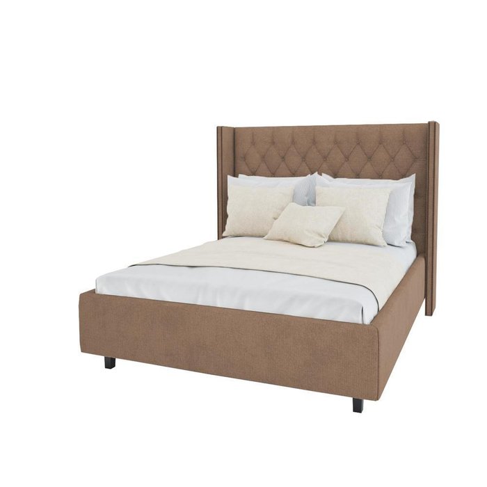 Кровать с декоративными гвоздиками Wing Велюр Серо-коричневый 180x200