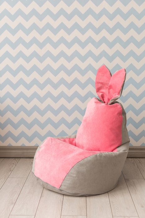 Кресло-мешок Зайчик серо-розового цвета - лучшие Бескаркасная мебель в INMYROOM