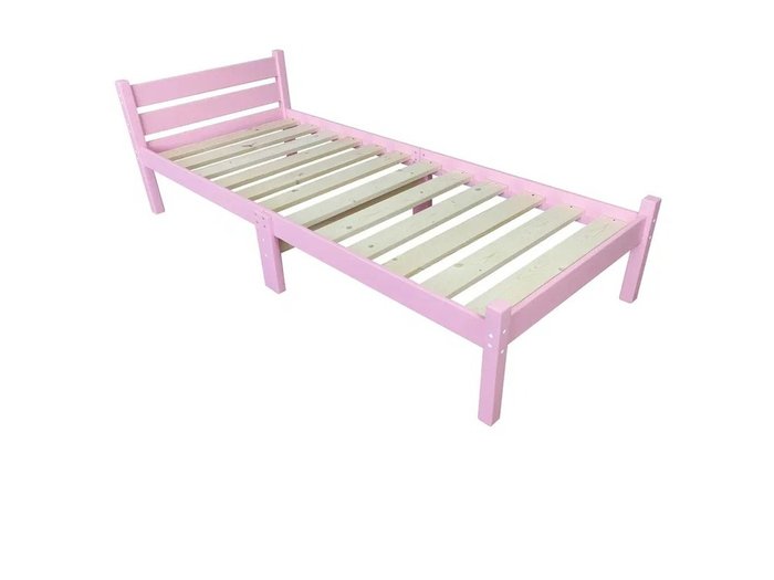 Кровать односпальная Классика Компакт сосновая 90х190 розового цвета