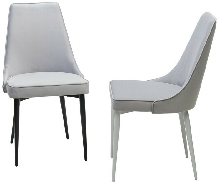 Стул Nepal-P светло-серого цвета с белыми ножками - лучшие Обеденные стулья в INMYROOM