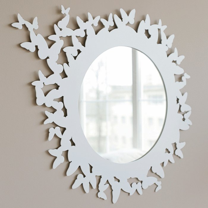 Зеркало Butterfly белого цвета - купить Настенные зеркала по цене 17900.0