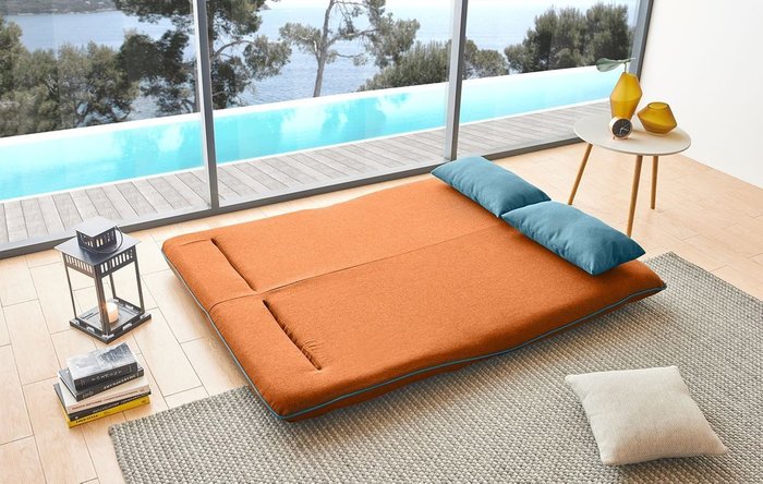 Диван-кровать Justin оранжево-бирюзового цвета - купить Прямые диваны по цене 73779.0
