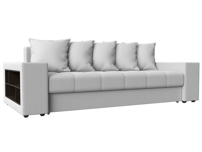 Прямой диван-кровать Дубай белого цвета (экокожа)