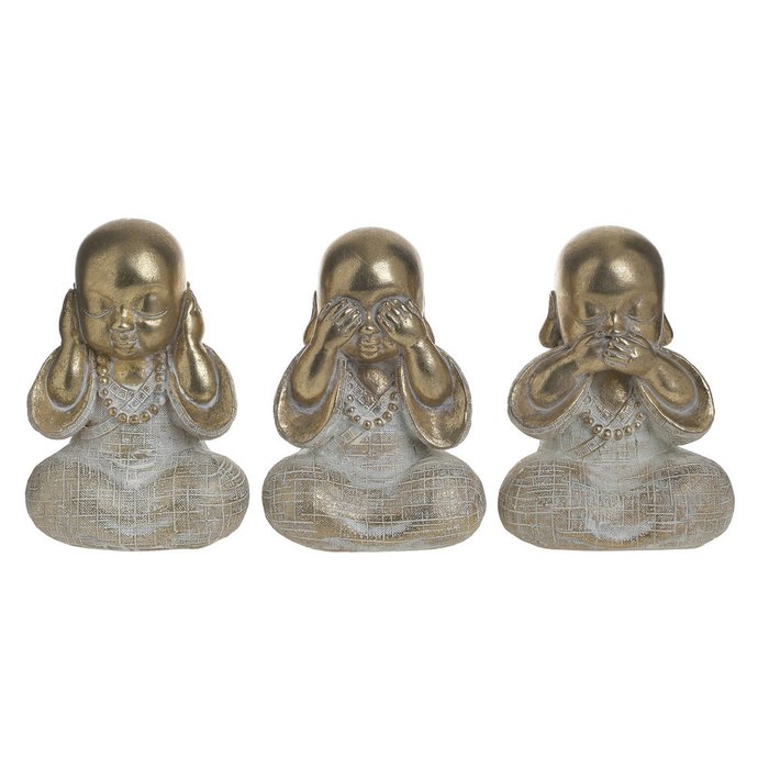 Набор из трех статуэток Buddha серо-золотого цвета 