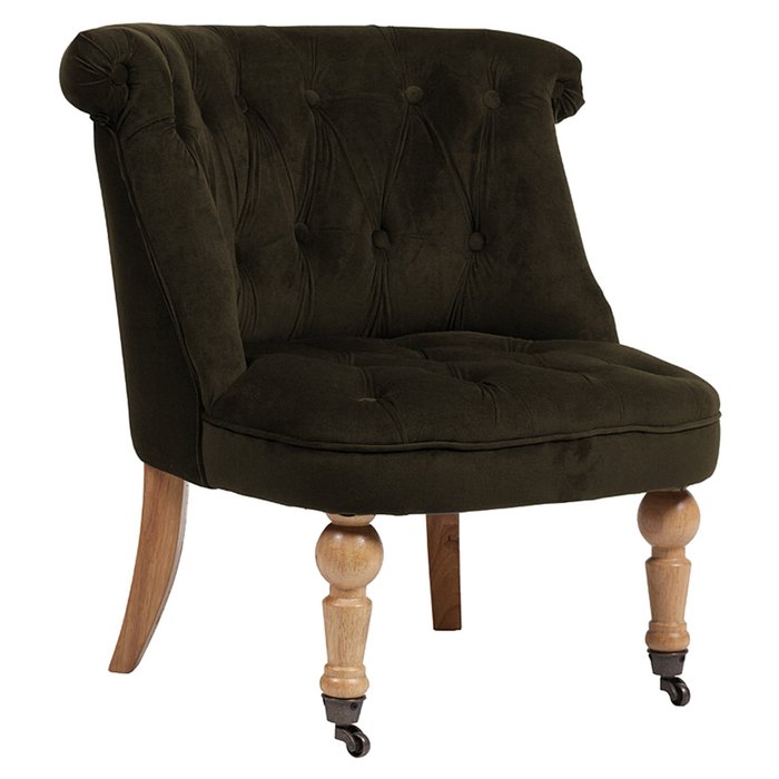 Кресло Amelie French Country Chair Серо-Коричневый Велюр - лучшие Интерьерные кресла в INMYROOM
