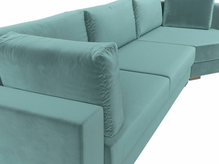 Угловой диван-кровать Лига 026 бирюзового цвета правый угол - лучшие Угловые диваны в INMYROOM