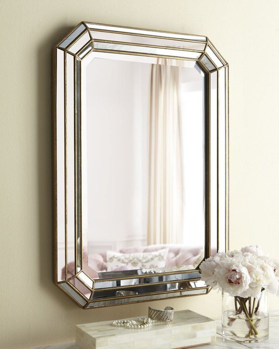 Настенное зеркало Глен в раме золотого цвета - купить Настенные зеркала по цене 26677.0