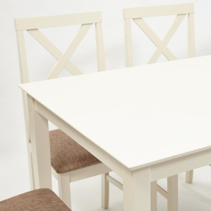 Обеденный набор эконом Хадсон из стола и четырех стульев бежево-коричневого цвета - купить Обеденные группы по цене 22070.0