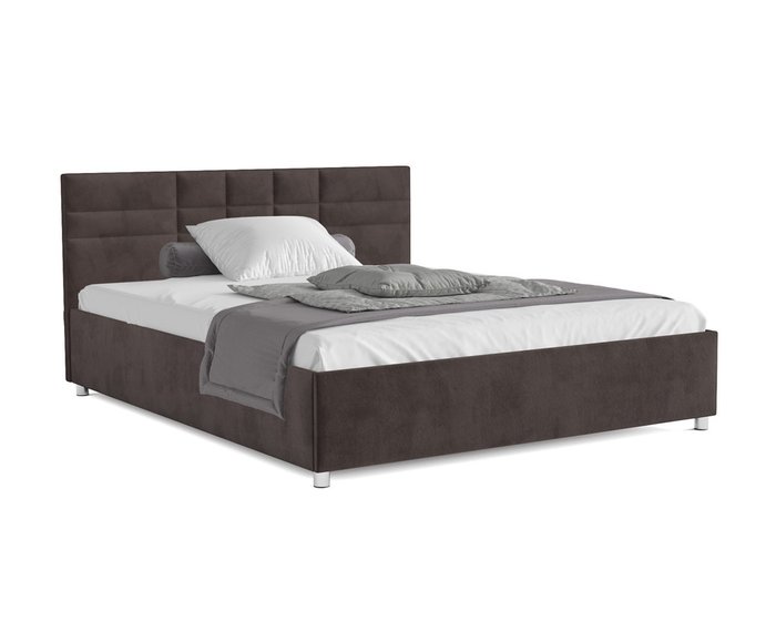 Кровать Нью-Йорк 140х190 темно-коричневого цвета с подъемным механизмом (микровельвет)