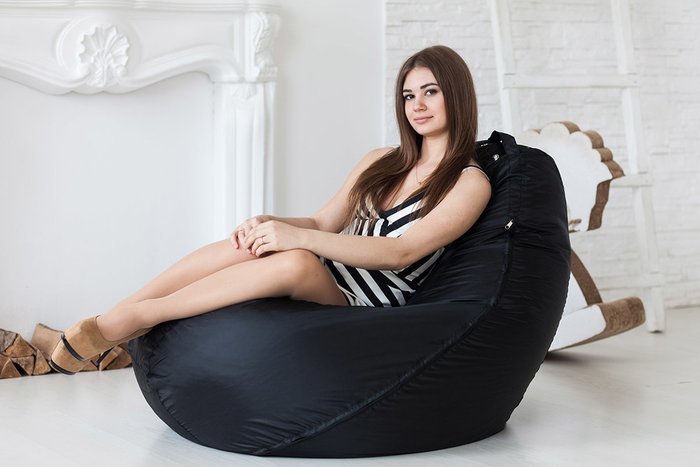 Кресло-мешок Груша 2XL в обивки из ткани оксфорд черного цвета - купить Бескаркасная мебель по цене 2799.0