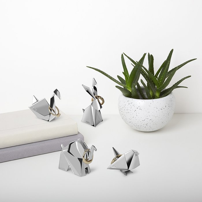 Держатель для колец Umbra origami кролик хром - лучшие Декоративные предметы в INMYROOM