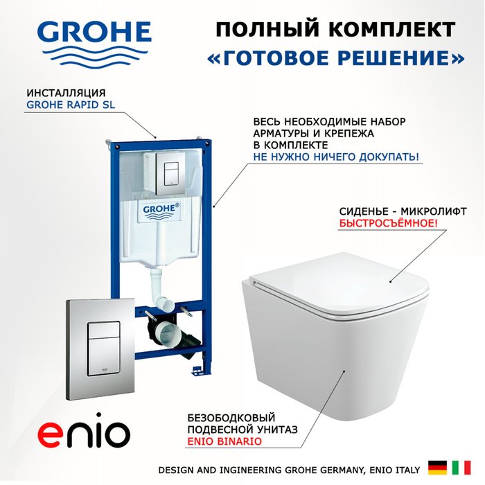 Комплект 3 в 1 инсталляция Rapid SL