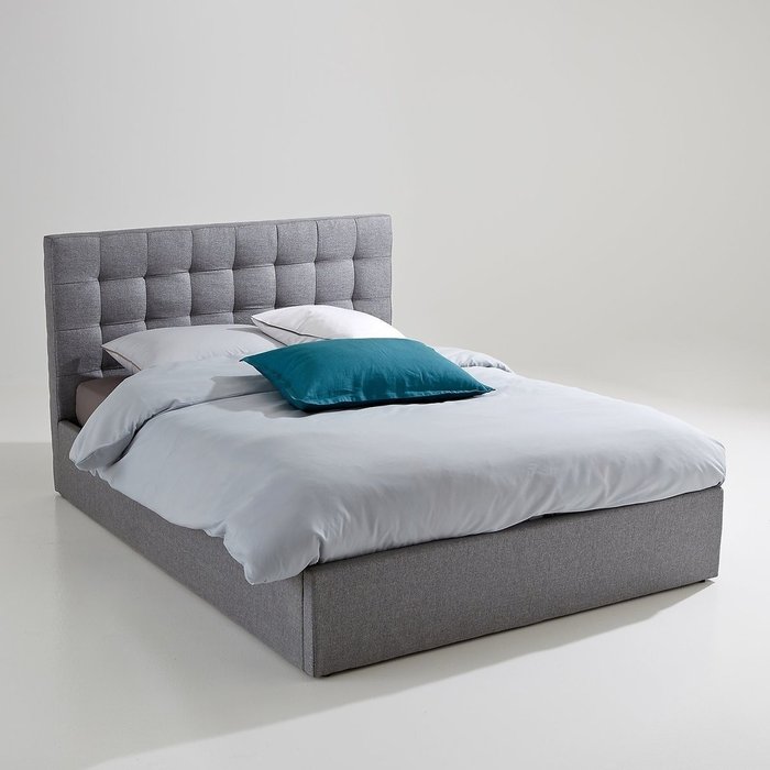 Кровать с подъемным механизмом Gennie 140x190 серого цвета