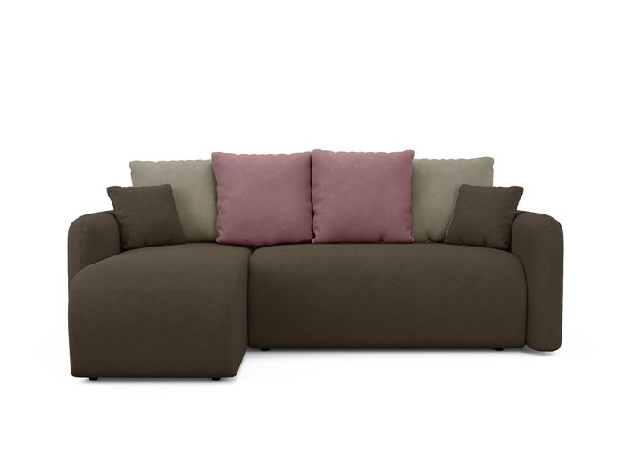 Угловой диван-кровать левый Arti темно-коричневого цвета