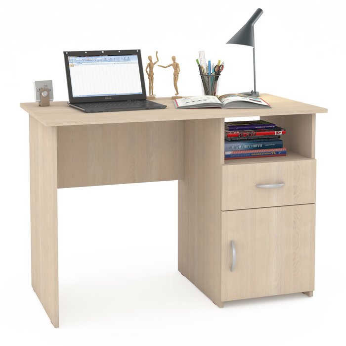 Стол письменный Комфорт с ящиком и дверцей цвета дуб паллада - купить Письменные столы по цене 6591.0