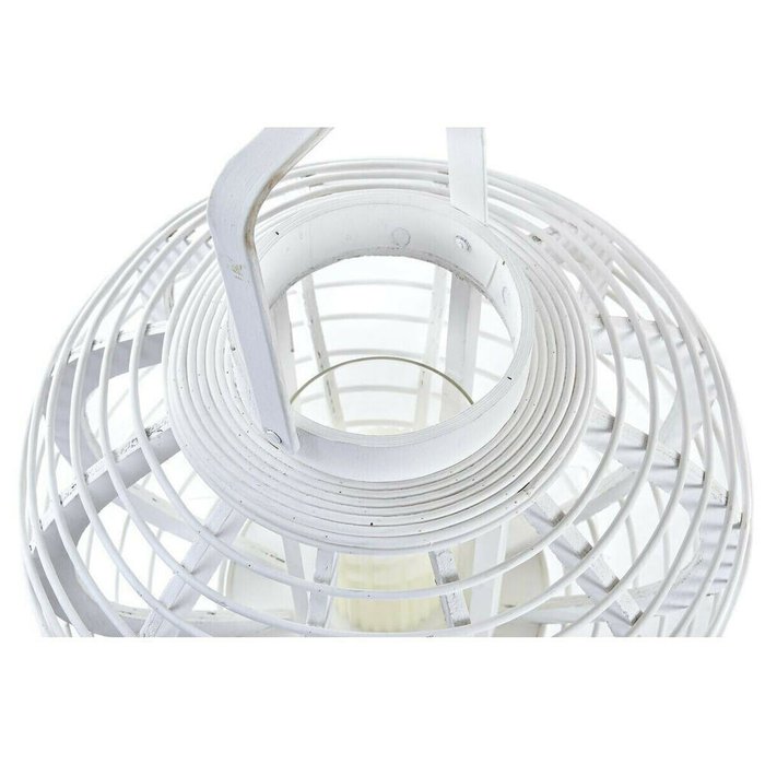 Фонарь DKD Home Decor Стеклянный Белый Бамбук (35 x 35 x 29 cm) - купить Подсвечники по цене 7928.0