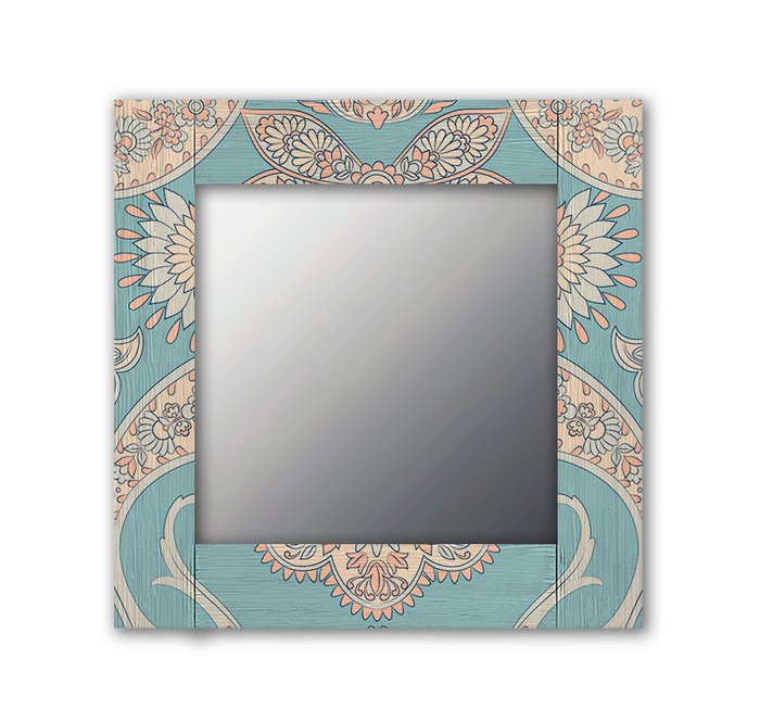 Настенное зеркало Пейсли 50х65 голубого цвета - купить Настенные зеркала по цене 13190.0
