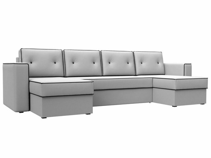 Угловой диван-кровать Принстон белого цвета (экокожа)