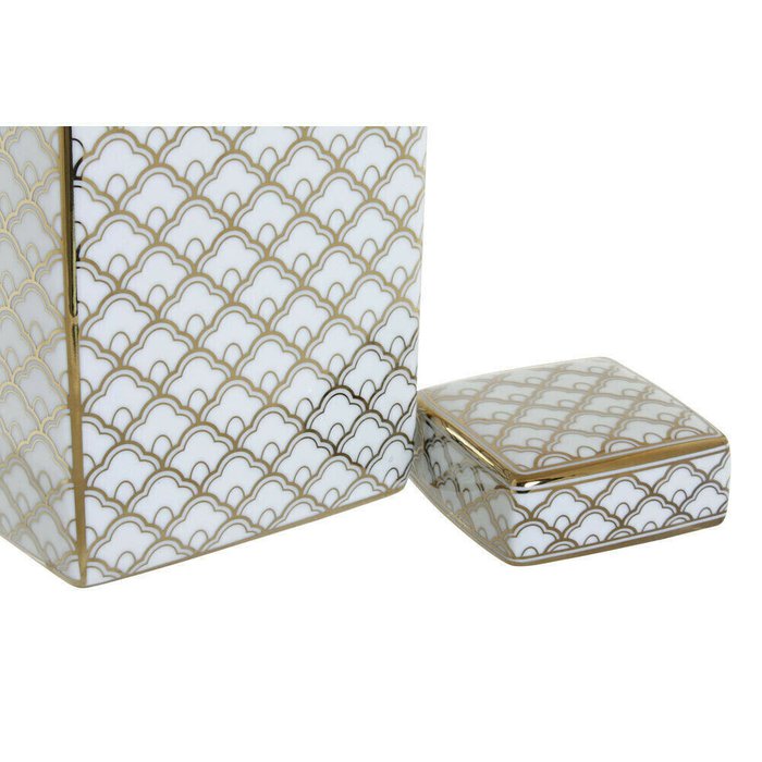 Ваза 14,5 x 14,5 x 30 cm Фарфор Позолоченный Белый - лучшие Вазы  в INMYROOM