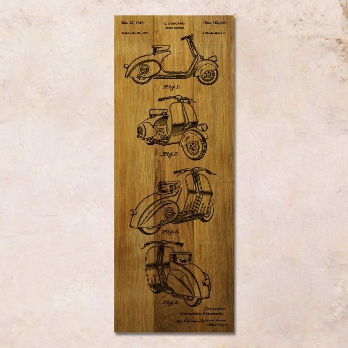 Картина Vespa patent из массива дуба