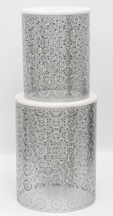 Набор интерьерных столиков с мрамором на металлическом основании белого цвета - купить Журнальные столики по цене 23791.0