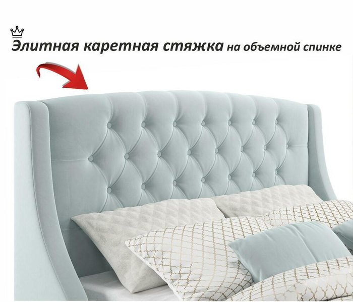 Кровать Stefani 160х200 мятного цвета с подъемным механизмом и матрасом   - лучшие Кровати для спальни в INMYROOM