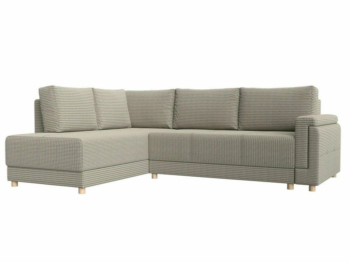 Угловой диван-кровать Лига 024 серо-бежевого цвета левый угол