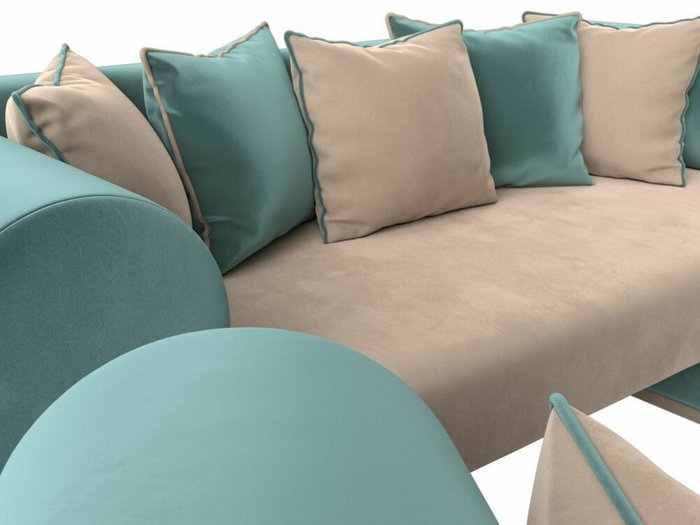 Набор мягкой мебели Кипр 3 бирюзово-бежевого цвета - лучшие Комплекты мягкой мебели в INMYROOM